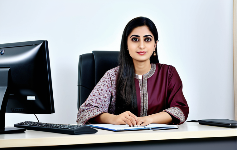 **
A professional Pakistani businesswoman in a modest shalwar kameez, sitting at a desk in a modern Karachi office, fully clothed, appropriate attire, safe for work, perfect anatomy, natural proportions, professional photography, high quality.
**