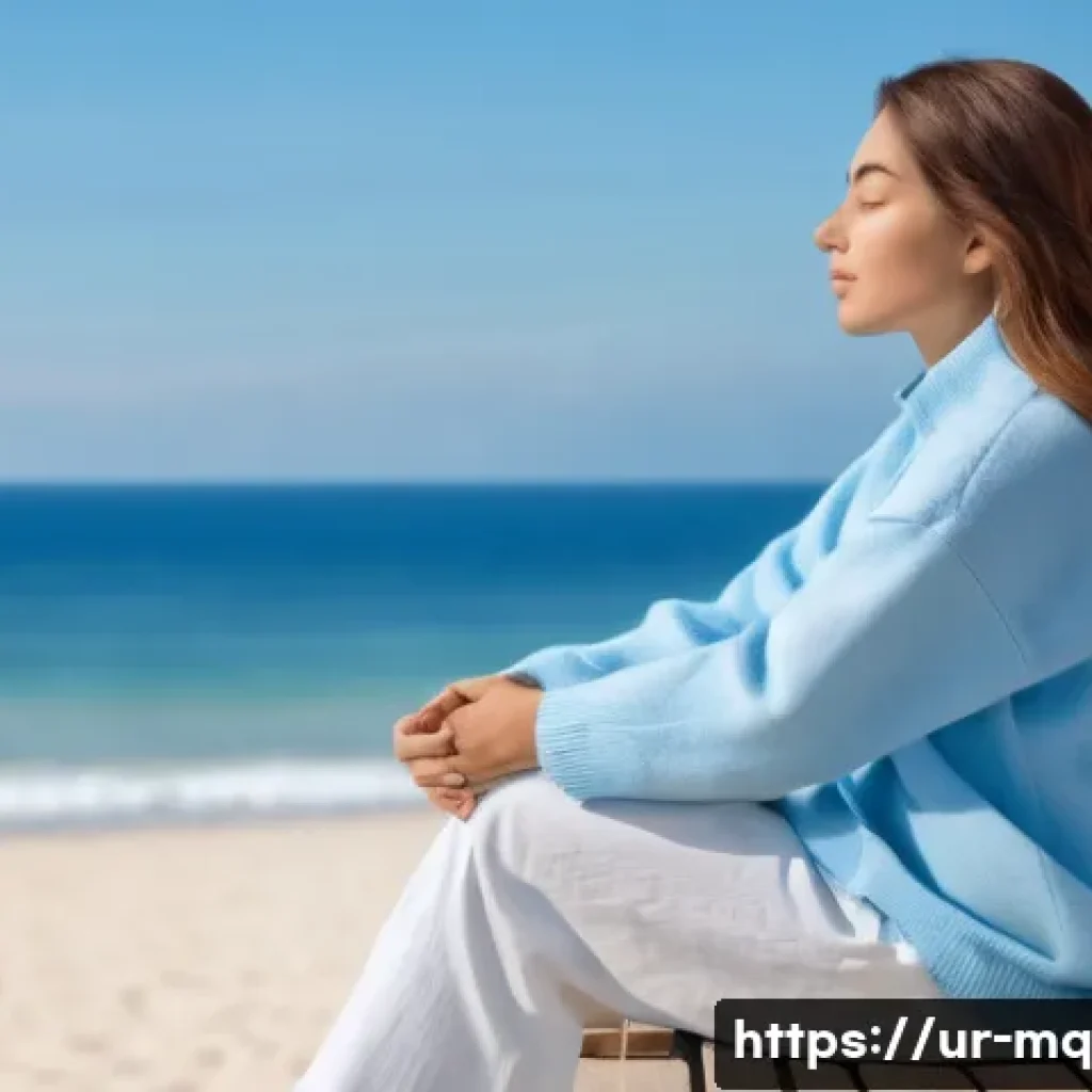 컬러테라피와 개인의 성장 - **Prompt 1: "Blue Serenity: A Retreat from Stress"**
"A person, modestly dressed in comfortable,...